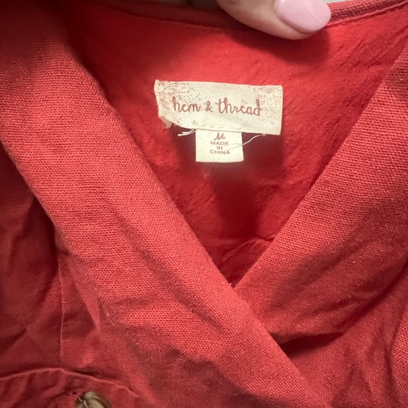 Linen Red Summer Dress - Picture 2 of 3